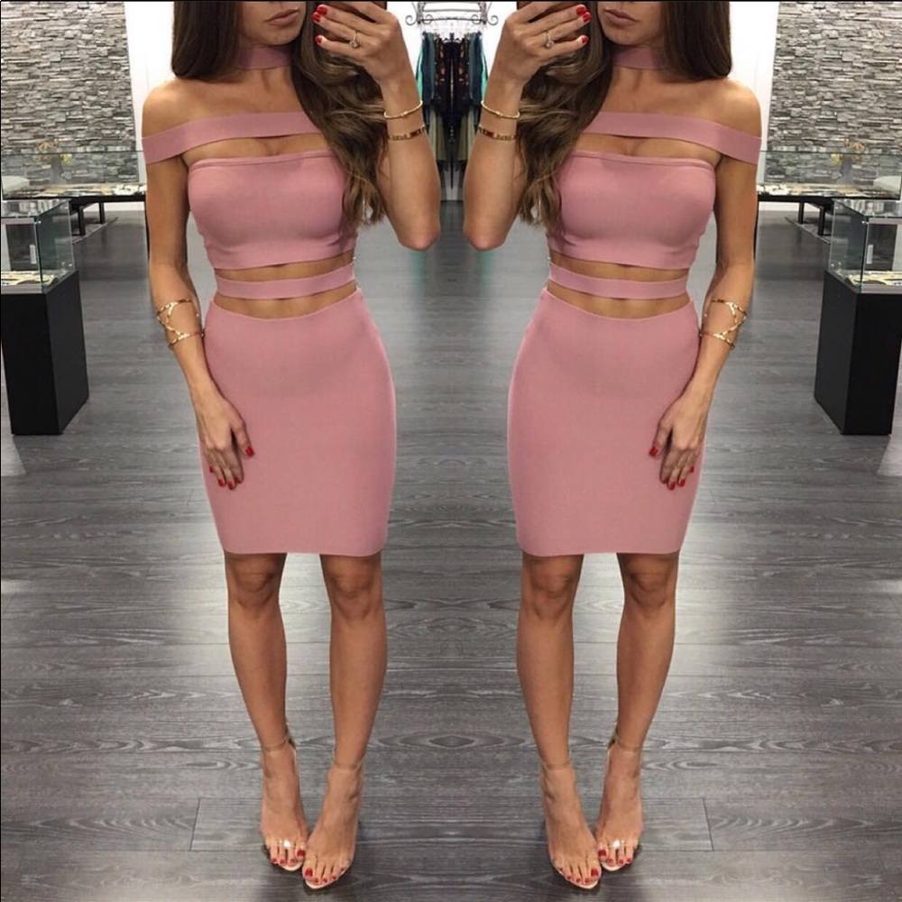 NWOT! The Boutique: Blush Pink “Katia” Bandage Set
